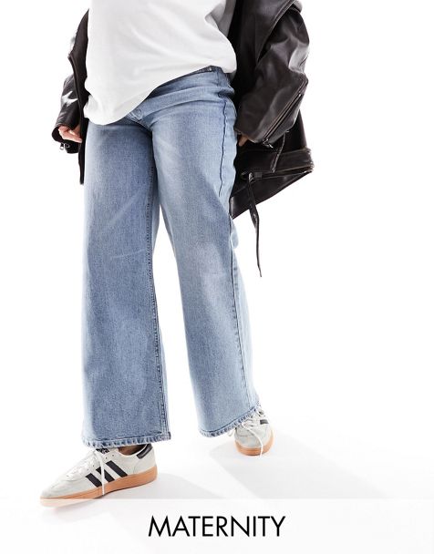 Jeans rectos de tiro alto, pantalones vaqueros desgastados de pierna ancha  y tiro alto con bolsillos caídos, jeans y ropa de mezclilla para mujeres