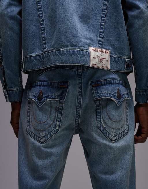 Vaqueros azul lavado holgados con bolsillos de solapa Ricky de True Religion (parte de un conjunto), 4 de 5