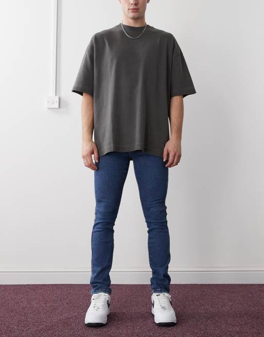 Vaqueros azul liso de corte pitillo slim y talle medio con lavado oscuro Snap de Dr Denim