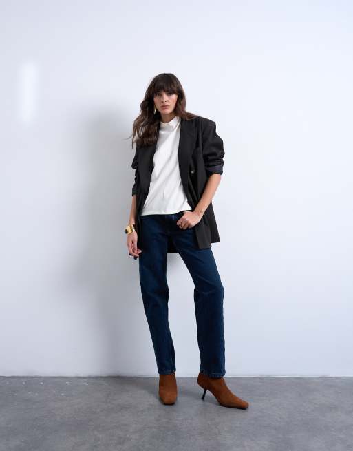 Vaqueros azul marino de talle medio y corte recto Runway de Topshop, 3 de 7