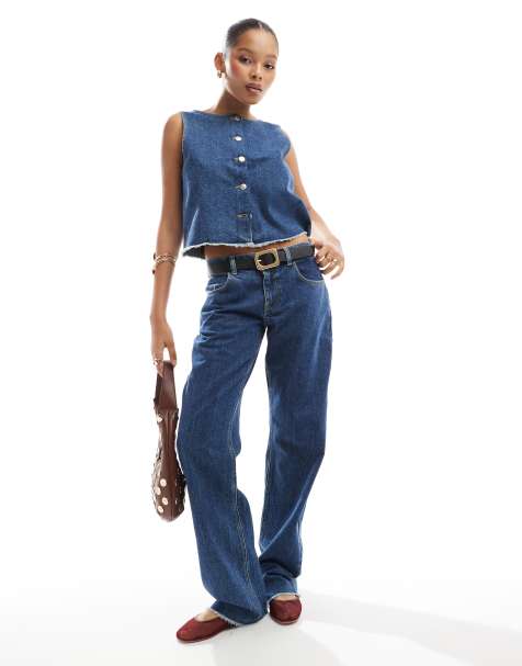 Vaqueros azul medio con bajos desflecados de ASOS DESIGN - view 1
