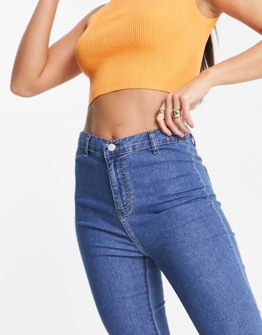 Vaqueros azul medio de campana estilo disco de talle alto Bianca de DTT Tall  , 3 de 4