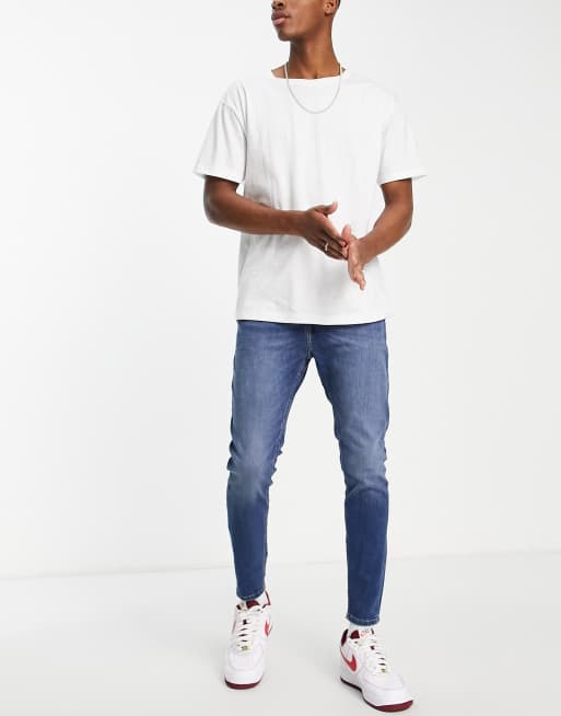 Jack & Jones - Pantalón Tejano Hombre Azul Medio Tapered - Comodidad y  Estilo Únicos