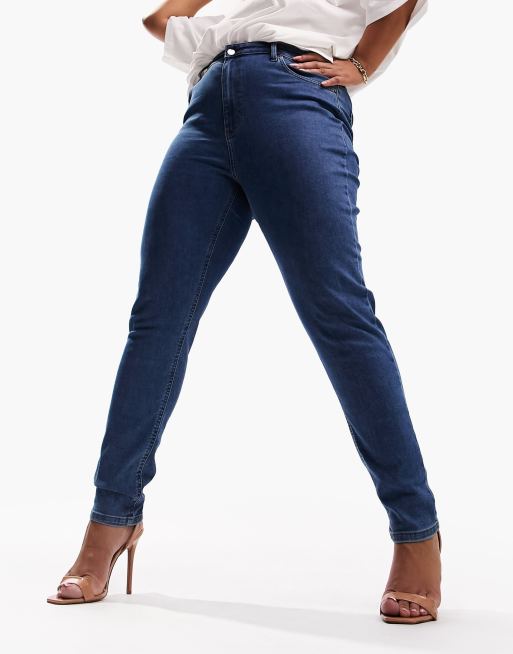 Vaqueros azul medio de corte pitillo de ASOS DESIGN Curve