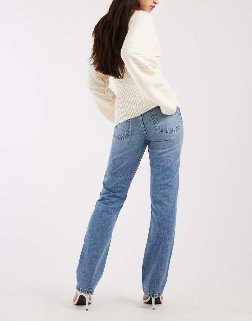 Vaqueros azul medio de corte recto slim y talle alto de ASOS DESIGN , 2 de 5