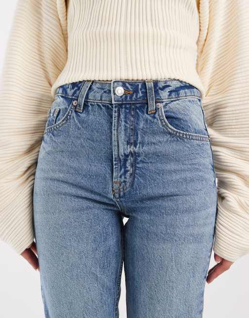 Vaqueros azul medio de corte recto slim y talle alto de ASOS DESIGN , 5 de 5