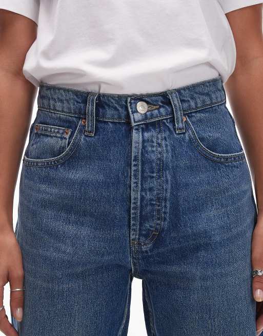 Vaqueros azul medio de corte recto y talle alto Kort de Topshop, 5 de 5
