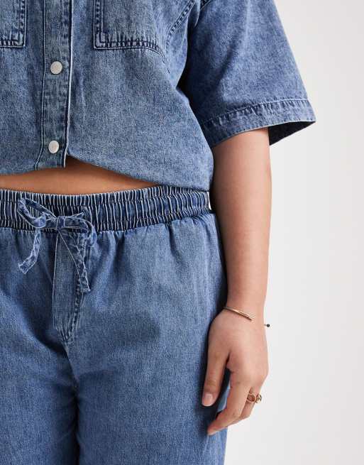 Vaqueros azul medio de pernera ancha con lazada en la cintura de Noisy May Curve (parte de un conjunto), 4 de 5