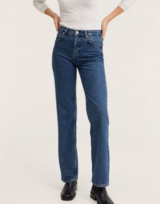 Mango straight leg jeans in mid blue - ASOS Price Checker