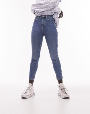 Vaqueros azul medio de talle alto y corte pitillo Jamie de Topshop Petite - view 1