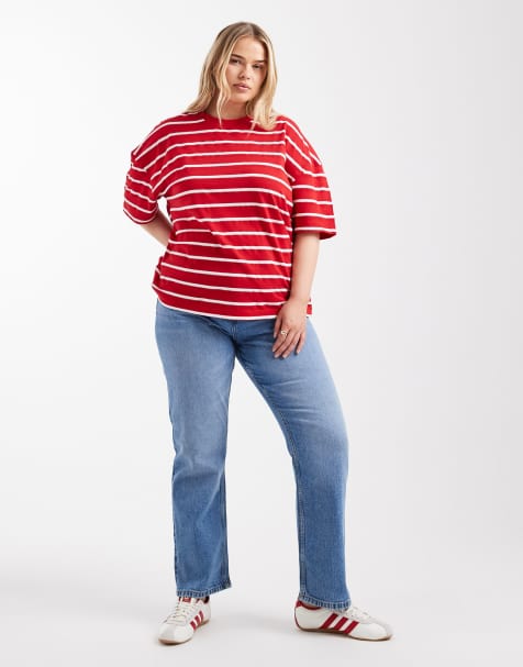 Vaqueros azul medio de talle alto y corte recto slim de ASOS DESIGN Curve - view 1