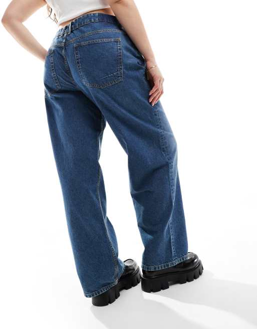 Vaqueros azul medio de talle bajo y corte holgado de ASOS DESIGN Curve , 2 de 5