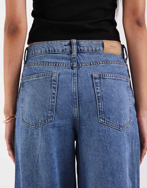 Vaqueros azul medio de talle medio y pernera ancha con detalle de botones Hope de ONLY Tall , 4 de 5