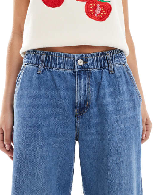Vaqueros azul medio de talle medio y pernera ancha de ONLY, 5 de 5