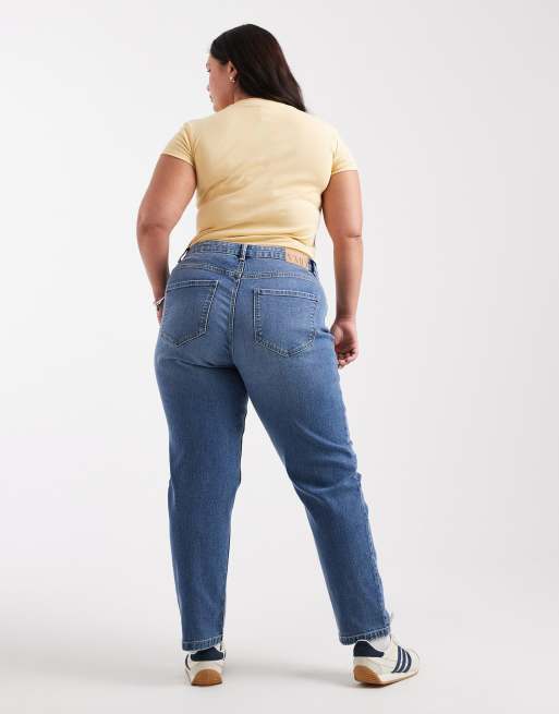 Vaqueros azul medio elásticos de pernera recta de Vero Moda Curve, 2 de 5
