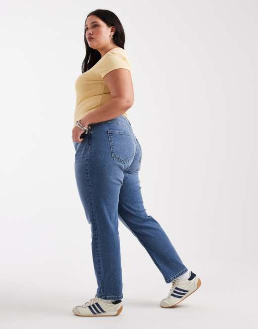 Vaqueros azul medio elásticos de pernera recta de Vero Moda Curve, 3 de 5