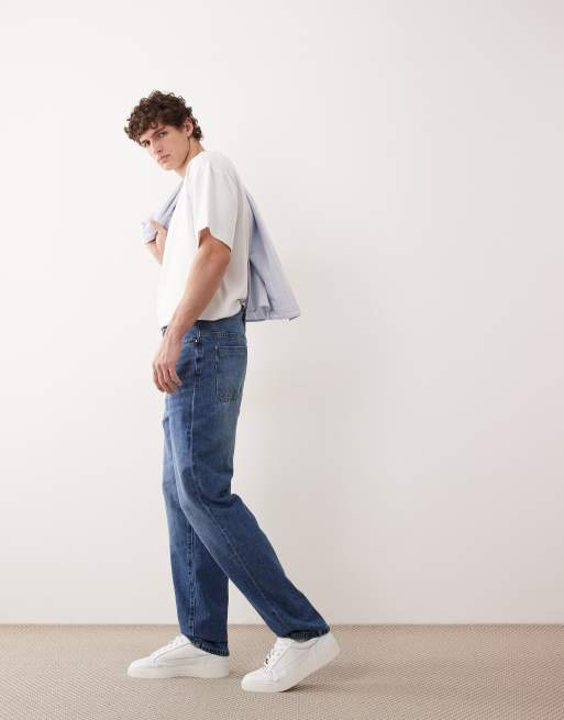 Vaqueros azul medio lavado de corte tapered slim de ASOS COLLECTIVE AC-B-251, 2 de 7
