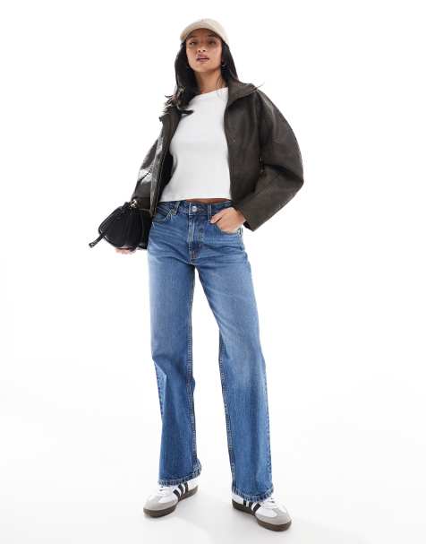 Vaqueros azul medio oscuro auténtico cómodos y elásticos de pernera recta de ASOS DESIGN Petite - view 1