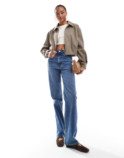 Vaqueros azul medio oscuro auténtico cómodos y elásticos de pernera recta de ASOS DESIGN Tall