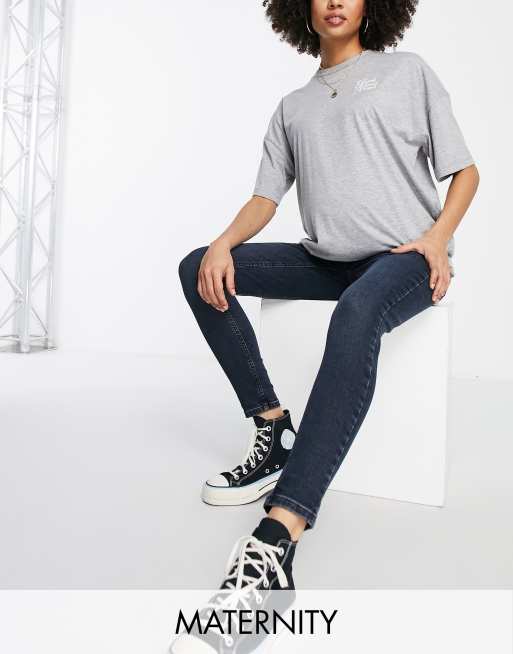 Vaqueros azul negruzco con diseño por encima del vientre Jamie de Topshop Maternity 