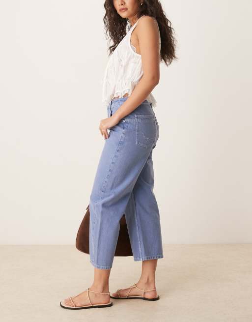 Vaqueros azul océano de talle medio y pernera recta Deep Trance de Free People, 3 de 5