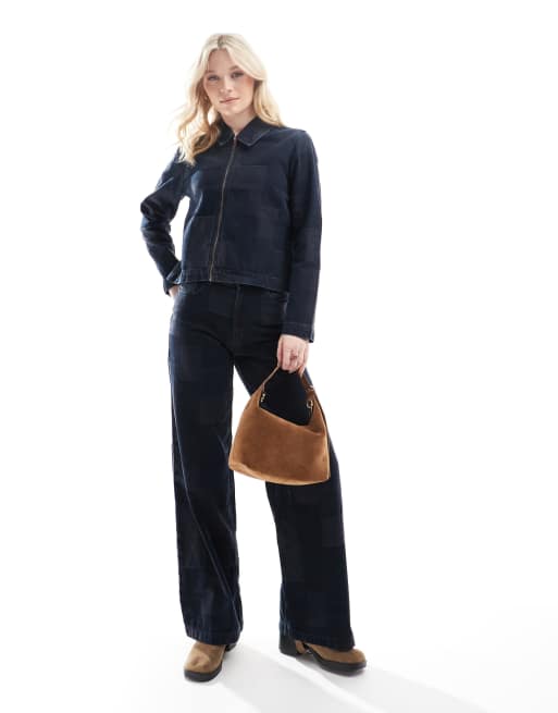 Vaqueros azul oscuro de pernera ancha con diseño tipo patchwork Remy de Vero Moda (parte de un conjunto)