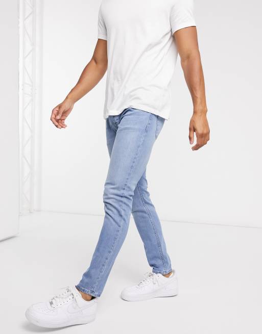 Vaqueros azul pastel de corte superpitillo de algodón orgánico de Topman