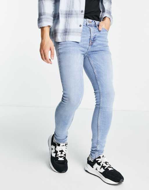 Vaqueros azules claros lavados superajustados de Topman 