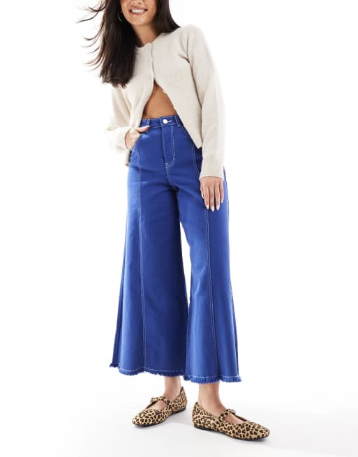 Vaqueros azules de corte culotte con pespuntes de Scalpers