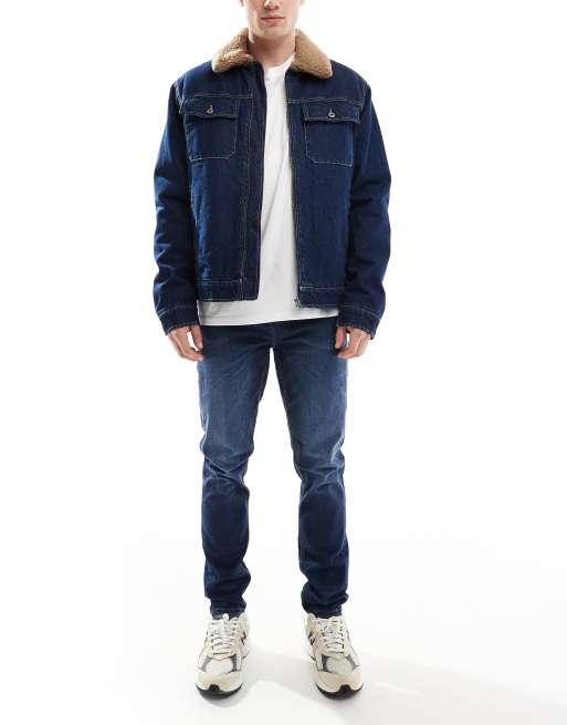 Vaqueros azules de corte pitillo con lavado oscuro tintado de ASOS DESIGN