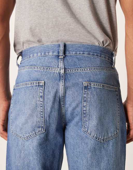 Vaqueros azules de corte recto con lavado medio envejecido de ASOS DESIGN, 4 de 5