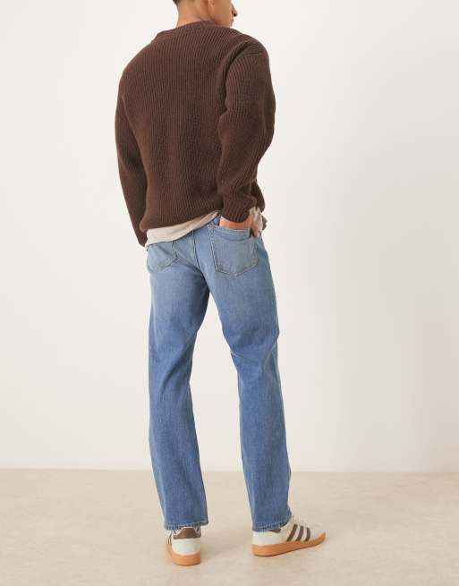 Vaqueros azules de corte recto elástico y estilo vintage con lavado medio de Abercrombie & Fitch, 3 de 5