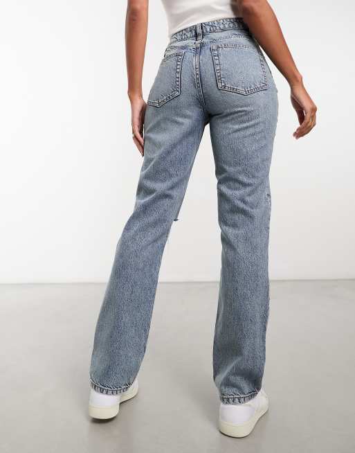 Vaqueros azules de corte recto y talle medio con rodilla rasgada de ASOS DESIGN, 3 de 5