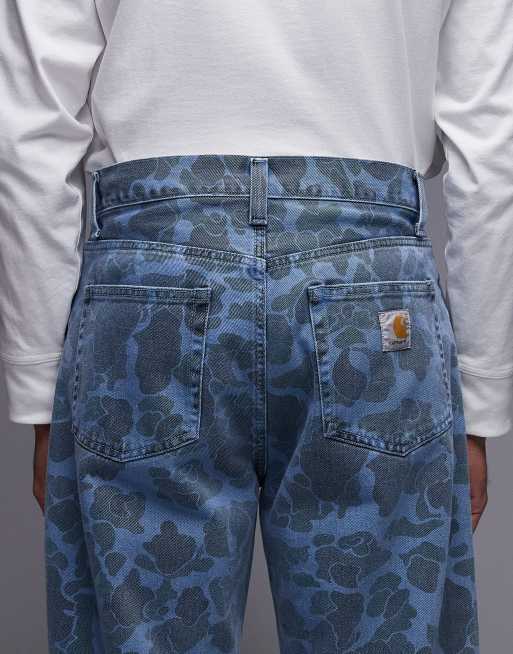 Vaqueros azules de corte tapered suelto con estampado de camuflaje Landon de Carhartt WIP, 5 de 5