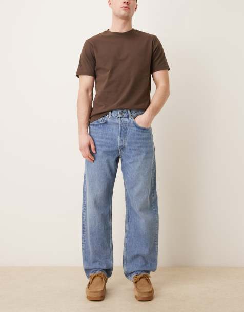 Vaqueros azules de corte tapered y pernera ancha con lavado medio Creek de ARKET - view 1