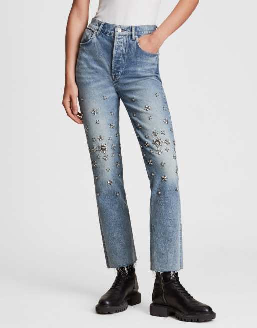 Vaqueros azules de pernera recta con adornos Evie de AllSaints