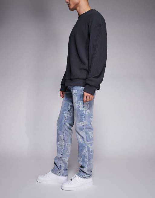 Vaqueros azules de pernera recta con lavado claro estampado Ricky de True Religion, 3 de 5