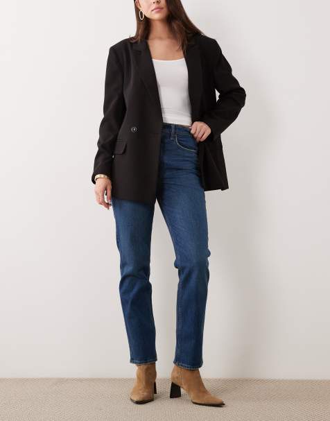 Vaqueros azules de pernera recta y talle muy alto de estilo años 90 con lavado oscuro de Abercrombie & Fitch - view 1