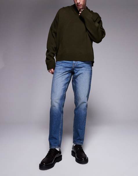 Vaqueros azules elásticos de corte tapered con lavado oscuro tintado de ASOS DESIGN - view 1