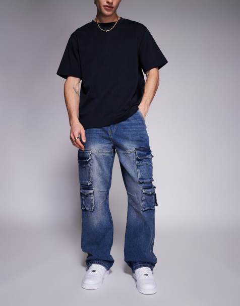 Vaqueros azules muy holgados con detalle de bolsillo y lavado a la piedra de Courtside - view 1