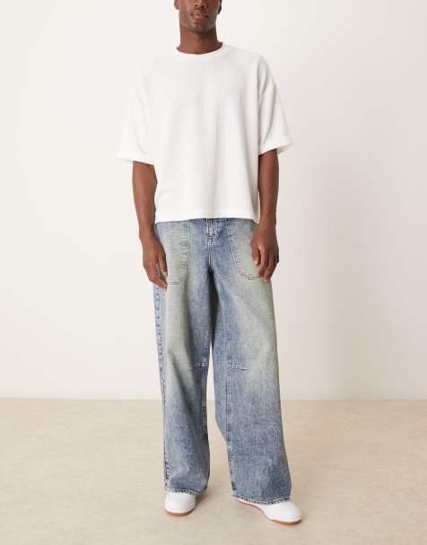 Vaqueros azules muy holgados con tintado deslucido y bolsillos traseros extragrandes de ASOS DESIGN - view 1