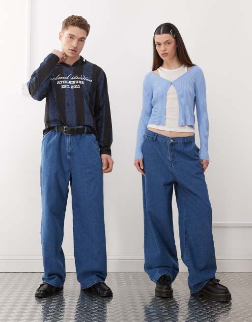 Vaqueros azules unisex de pernera ancha holgada de Reclaimed Vintage