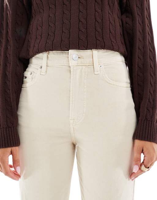 Vaqueros beis arena de corte recto slim y talle alto Layla de Tommy Jeans, 4 de 5