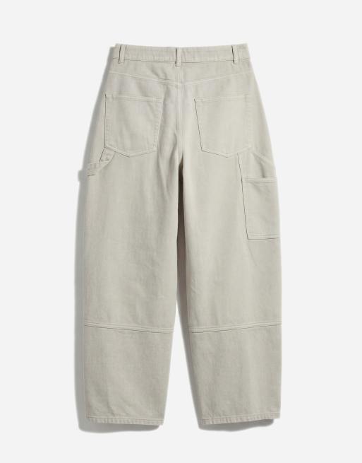 Vaqueros beis de corte barrel de estilo aviador de ASOS DESIGN (parte de un conjunto), 7 de 7