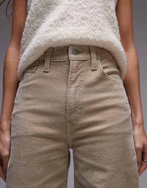 Vaqueros beis de talle muy alto y pernera ancha de pana Ribcage de Levi's, 5 de 5