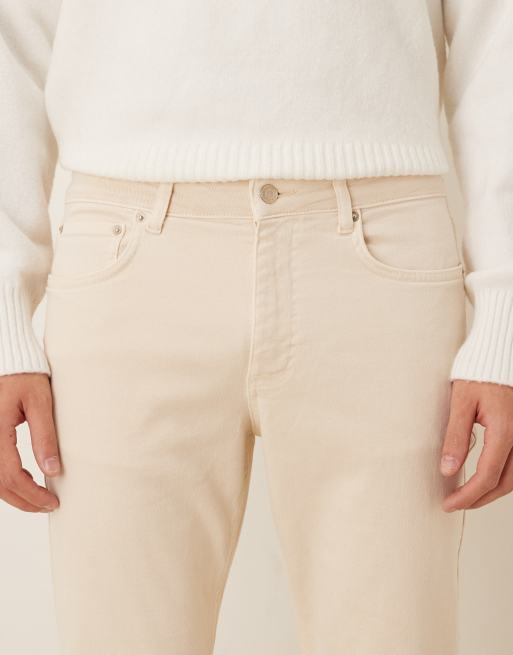 Vaqueros beis elásticos cómodos de corte slim con acabado sobretintado de ASOS DESIGN, 5 de 5