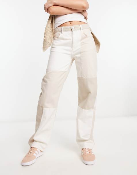Vaqueros beis holgados con diseño de patchwork de ASOS DESIGN - view 1