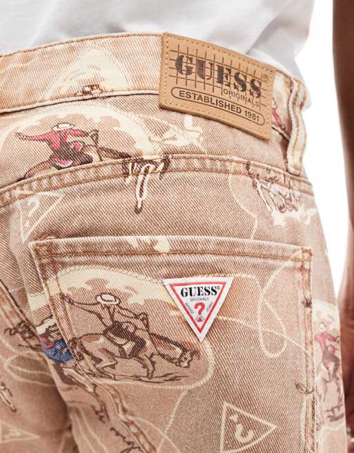 Vaqueros beis holgados con estampado integral de vaqueros de GUESS Originals (parte de un conjunto), 5 de 5