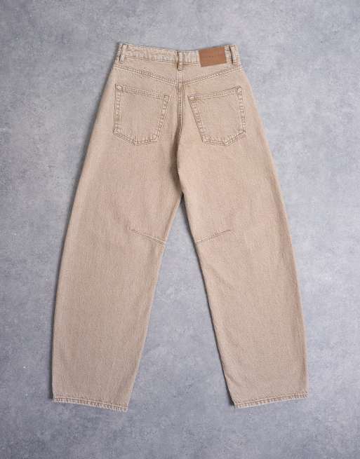 Vaqueros beis lavado de talle alto Barrel de Topshop, 7 de 7
