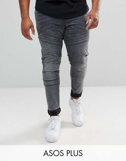 Vaqueros biker superajustados en negro desgastado de ASOS PLUS